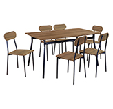 Comedor de 7 Piezas Nogal Luisa 140x80x75cm