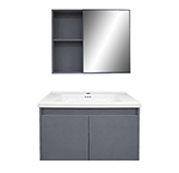 Mueble de Baño Aéreo Gris 60x48cm con Espejo