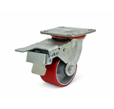 Rueda de Poliuretano Industrial Móvil con Plataforma y Freno 4x2