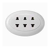 Tomacorriente Triple Oval ABS Sobreponer Blanco