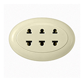 Tomacorriente Triple Oval ABS Sobreponer Beige