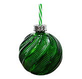 Vaso de Vidrio con Soporte Bola Navideña Verde 500ml