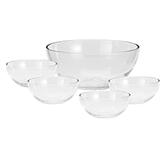 Juego de Ensaladera con Tazones de Vidrio 5 Piezas Excellent Houseware