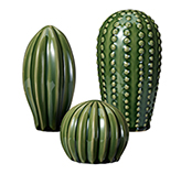 Adorno Cactus de Porcelana Set de 3 Piezas