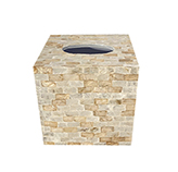 Porta Tissue Nacar Blanco y Oro 14X14cm