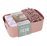 Cortina y Alfombra con Cesto para Baño Rosa
