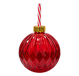 Vaso de Vidrio con Soporte Bola Navideña Roja 500ml
