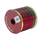 Cinta Navideña Roja Verde Oro Cuadros 2.1/2x10YDS