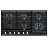 Cocina a Gas con 5 Quemadores + 1 Doble Llama Vitrocerámica de 90x51cm Teka