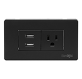 Tomacorriente Polarizado USB Doble Volga Negro