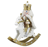 Cascanuez Rey con Caballo Blanca Oro 30cm