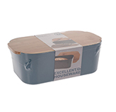 Panera Azul con Tapa Bambú 33x18.5x12cm