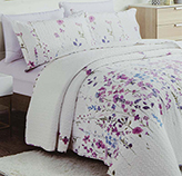 Sobrecama Flores Lila Blanco King
