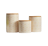 Recipientes de Cerámica de 3 Piezas con Tapa de Bambú Home Basics