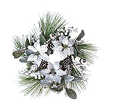 Corona con Poinsettia Blanca y Piñones 50cm