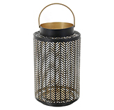 Portavelas de Metal Lines color Negro/Dorado de 24cm