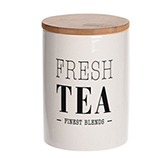 Frasco con Tapa Bambú Cerámica Blanco Tea