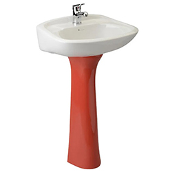 Lavabo Ferrara Blanco Rojo con Pedestal