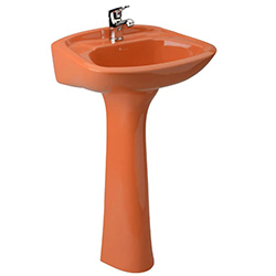 Lavabo Ferrara Naranja con Pedestal