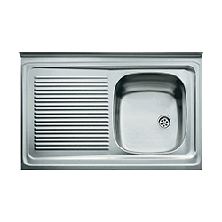 Lavacopa de Sobreponer de 80x50cm de 1 Pozo con Escurridor Izquierdo de Acero Inoxidable Teka