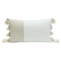 Cojín Lumbar Borla Neutral Arena 30x50cm