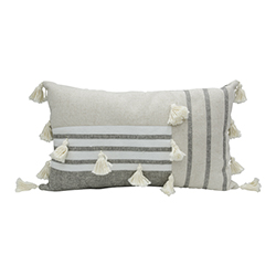 Cojín Lumbar Borla Rayas Neutral 30x50cm