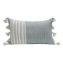 Cojín Lumbar Franja Flecos Ibiza Jade 30x50cm