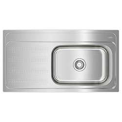 Mueble fregadero de acero Inox. PREMIUM - 1,0 m - 1 fregadero a la derecha  A 40 x P 40 x A 25 cm