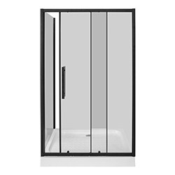 Cabina Rectangular Negra Vidrio Claro 120x80x204cm