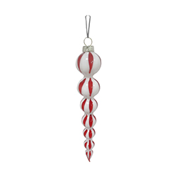Caramelo Colgante de Vidrio Rojo Blanco 3.5x18.4cm