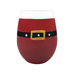 Vaso de Vidrio con Cinturón Santa 560ml Roja