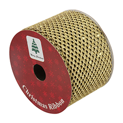 Cinta Navideña Oro Malla 2.1/2"x10YDS