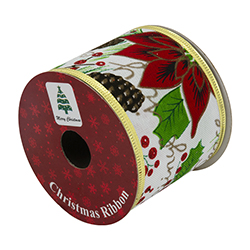 Cinta Navideña Ponsettia 2.1/2"x10YDS