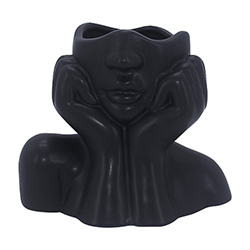 Florero Face Cerámica 16cm Negro