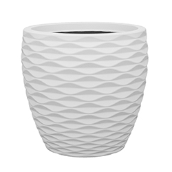 Porta Macetero Blanco 41x41cm Diseño Ondas