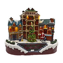 Edificio Noel con Movimiento Música y Luz 14x30cm