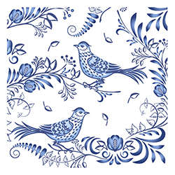 Servilletas Porcelain Bird 33X33cm
