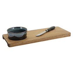 Bandeja Verde con Cuchillo para Piqueos 3 Piezas