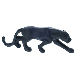 Adorno Pantera Geométrica Negra 24x8cm