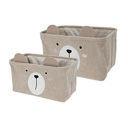Cesto Oso Beige Rectangular Set 2 Piezas