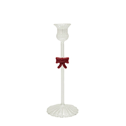 Candelabro de Vidrio con Lazo 8x23cm