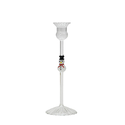 Candelabro de Vidrio con Muñeco de Nieve 8x23cm