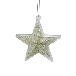 Estrella de Vidrio Colgante Plata 9X14X1.5cm 