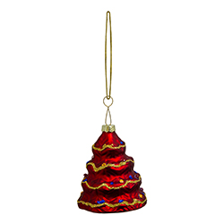 Árbol de Vidrio Colgante Rojo 6.4X7.7X6.5cm 