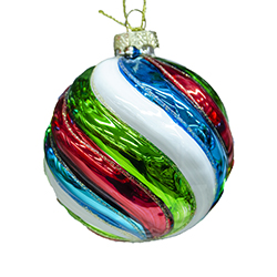 Bola de Vidrio Rojo Verde y Blanco 8cm 