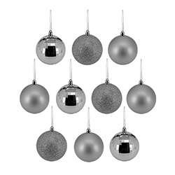 Bola Navideña Disco Plata 7cm 10 Piezas Acabado Brillante Mate y Escarchado