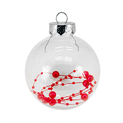 Bola Clear Decorativa Roja 8cm Cherry