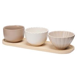 Set de 4 Piezas Salsera en Plato Rectangular 28.5X9X1cm
