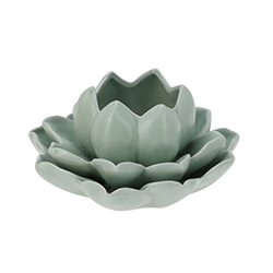 Portavelas Flor de Loto Verde 12x6.5cm