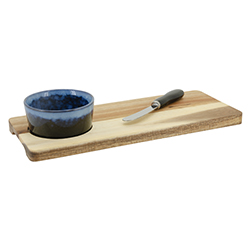 Bandeja Azul con Cuchillo para Piqueos 3 Piezas